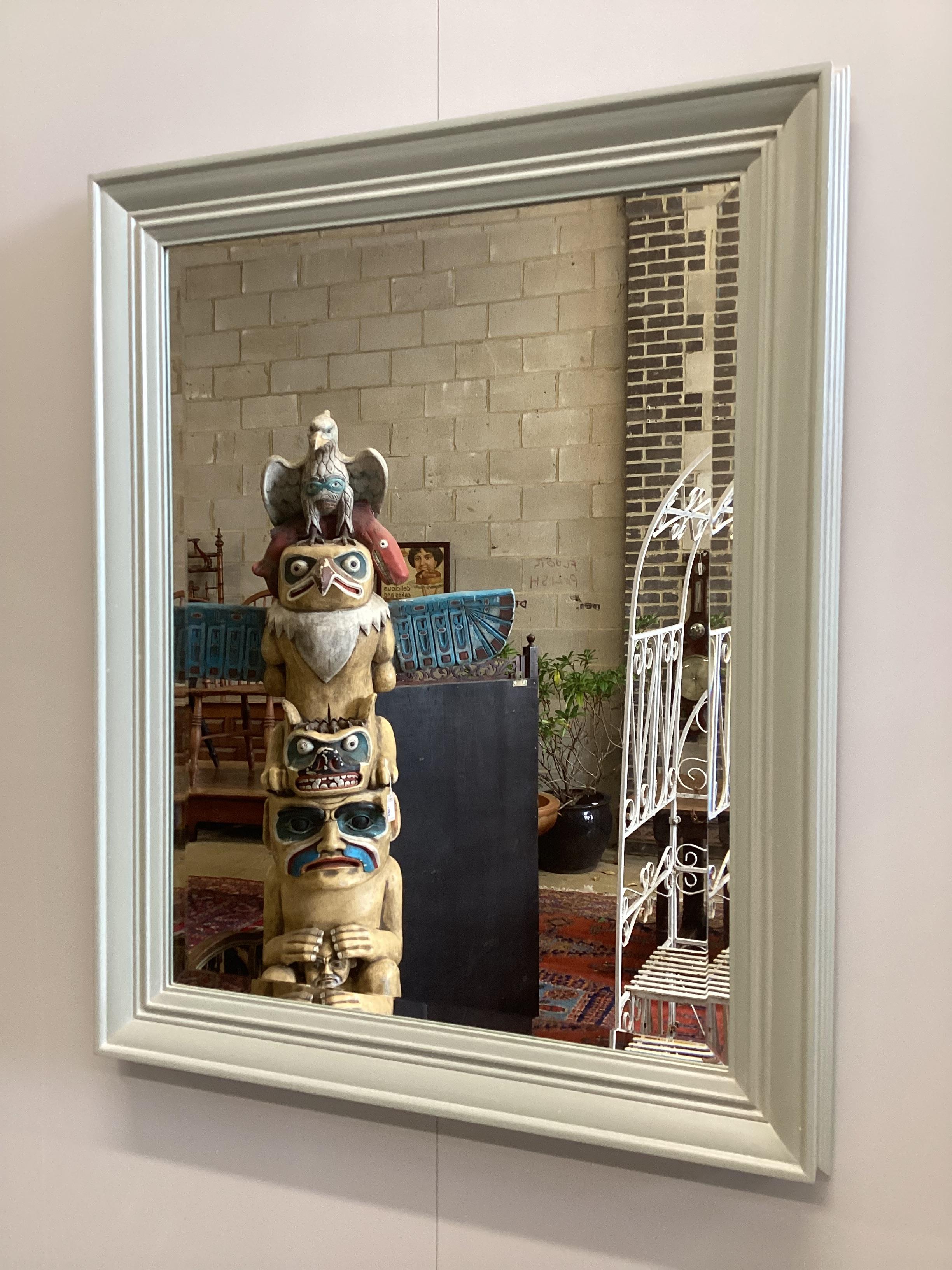 A contemporary painted rectangular painted wall mirror, width 60cm, height 74cm
